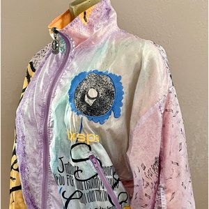 Vintage IXSPA by JAMIE SADOCK Wearable Art Athletic Windbreaker JACKET Size XS